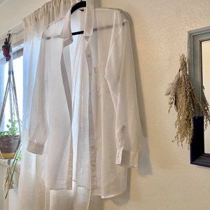 White H&M Chiffon Button Down Shirt